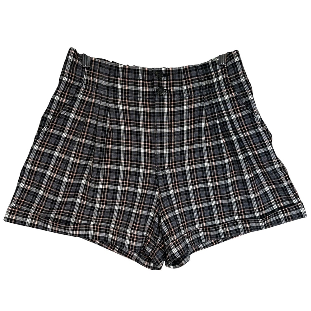 American Eagle Womens Plaid High Waisted Preppy Grunge Pleated Shorts 14